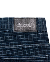 BU PLAID PATTERN BAGGY DENIM PANTS