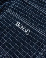 BU PLAID PATTERN BAGGY DENIM PANTS
