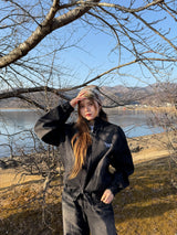 スタンドネックオーバーダイデニムブルゾン 