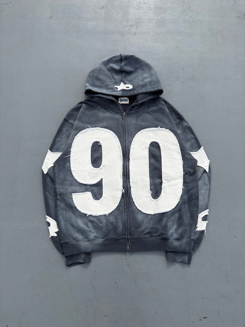 Numbering With Star Logo Zip Hoodie – YZ Numbering With Star Logo Zip Hoodie – YZ