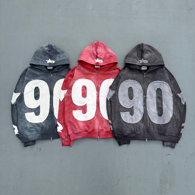 Numbering With Star Logo Zip Hoodie – YZ Numbering With Star Logo Zip Hoodie – YZ