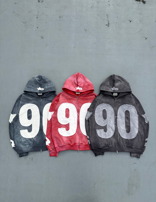 Numbering With Star Logo Zip Hoodie