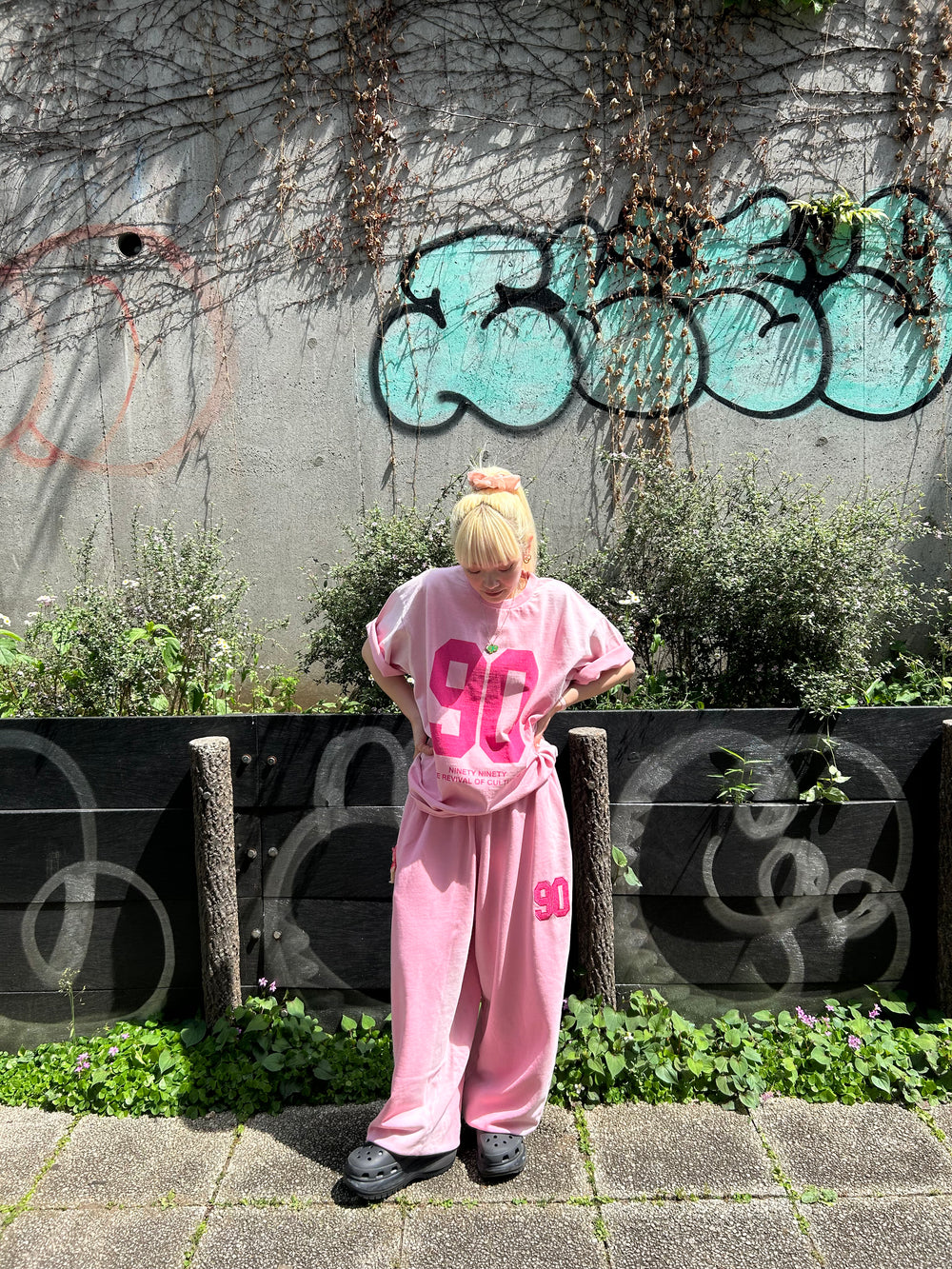 9090 Numbering Sprayed Sweat Teeセットアップ 90 Numbering Sprayed