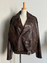 Vintage wash western faux leather double riders