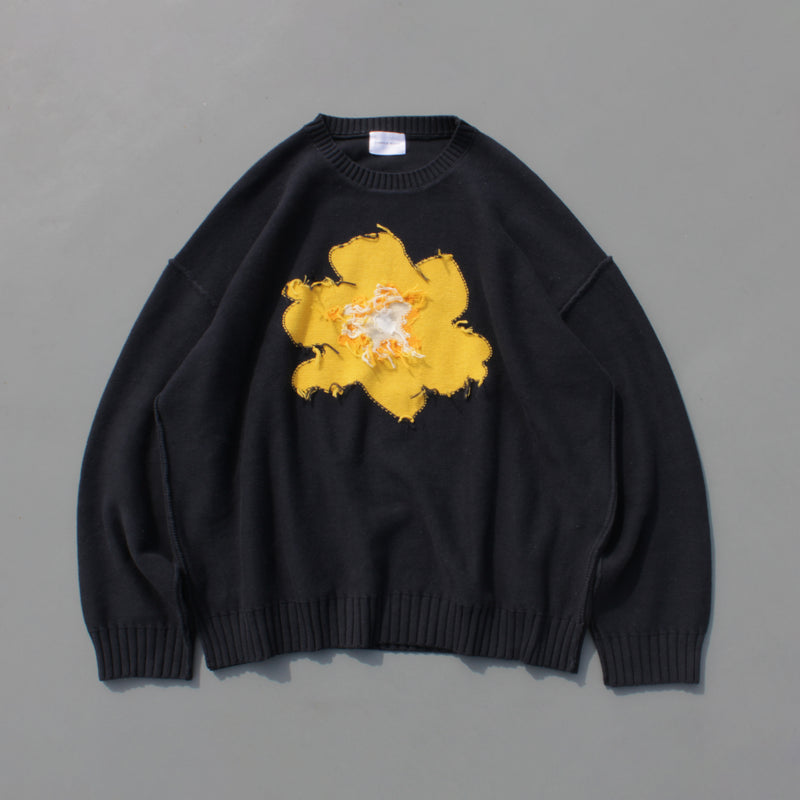 inside-out flower motif cotton sweater – YZ