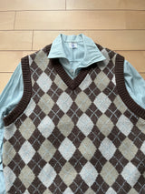casual argyle knit vest