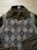 casual argyle knit vest