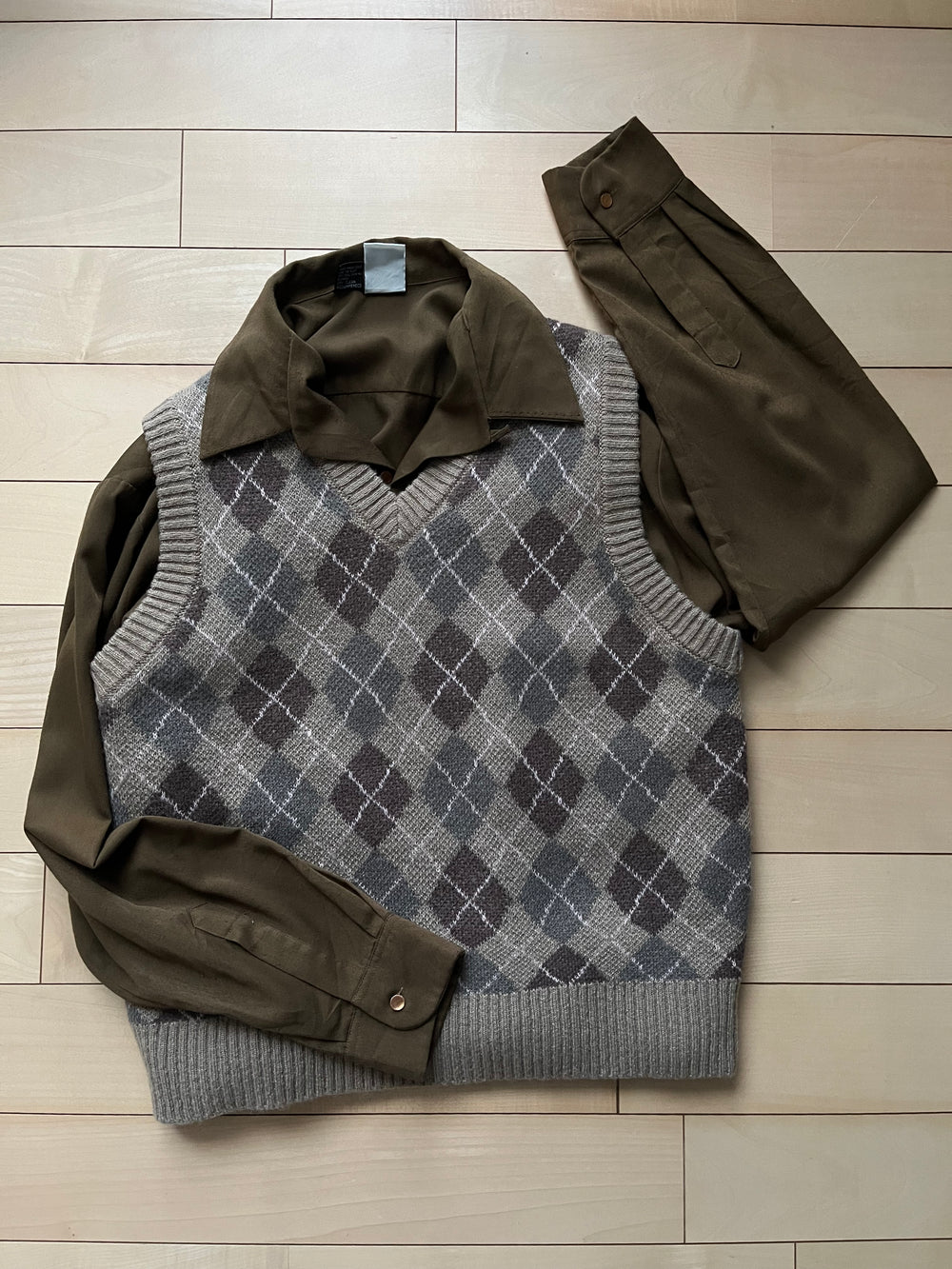 casual argyle knit vest – YZ
