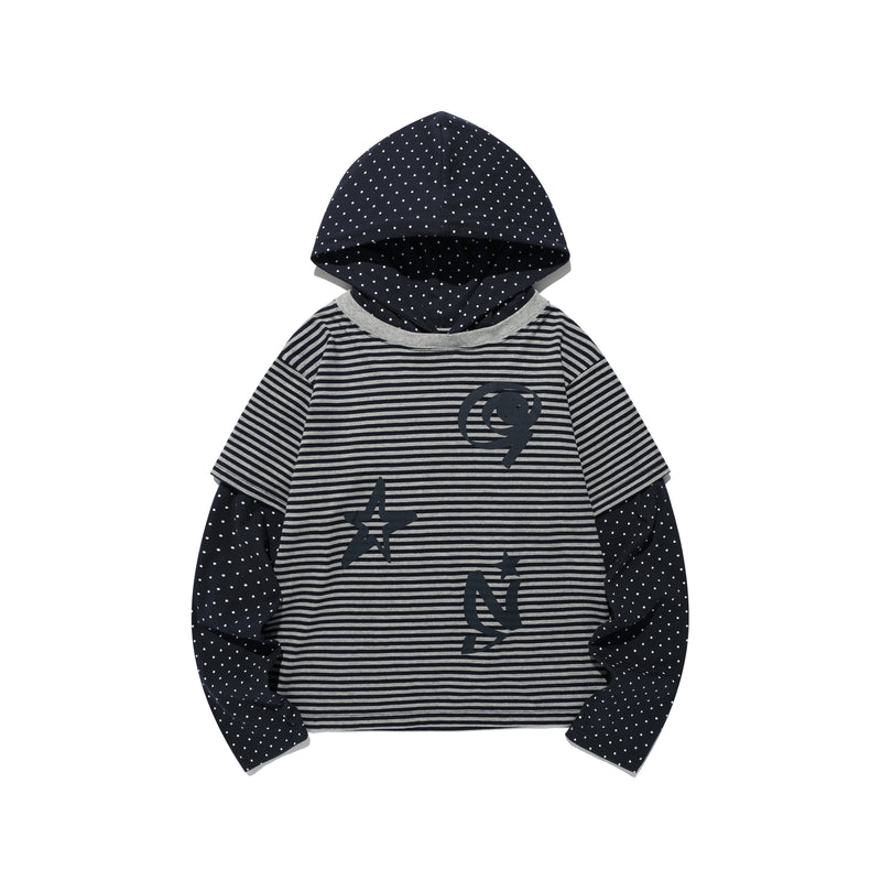 X9090 9STAR LAYERED HOOD LS TEE 