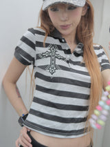 Cross Patch Stripe Polo