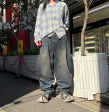 King Logo Wide TUCK DENIM PANTS