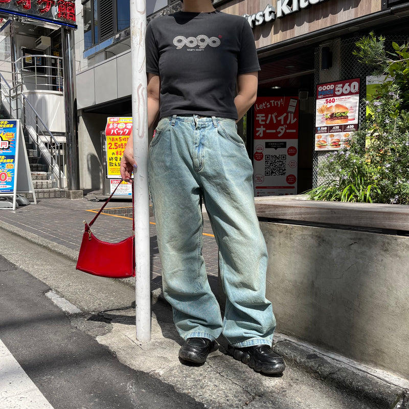 9090 King Logo Denim Buggy Pants Blue S 9090 King Logo Denim Buggy Pants Blue S