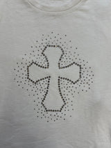Cross logo rhinestone tee 【yung】