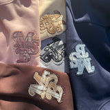 라인 스톤 아플리케 후드티 