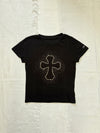 Cross logo rhinestone tee 【yung】