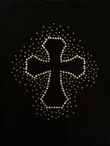 Cross logo rhinestone tee 【yung】