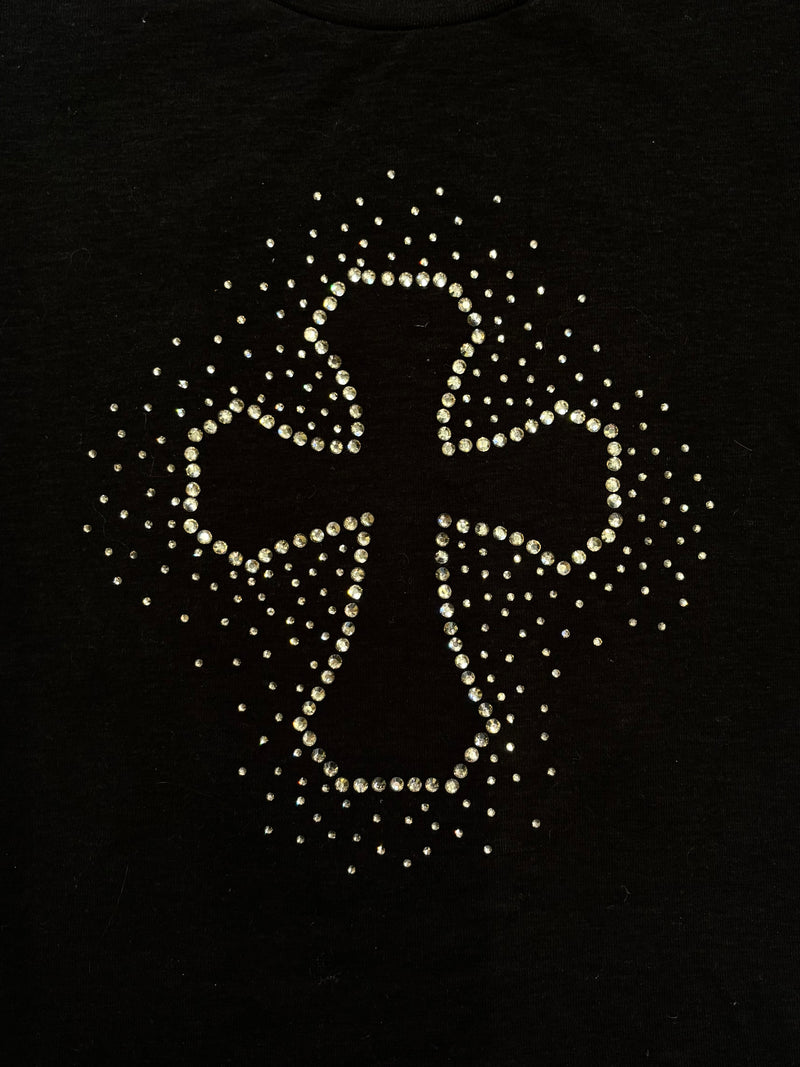 Cross logo rhinestone tee 【yung】 – YZ