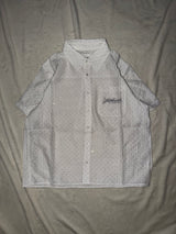 relaxy logo sheer rhinestone shirt 