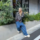 King Logo Wide Tuck Denim Pants