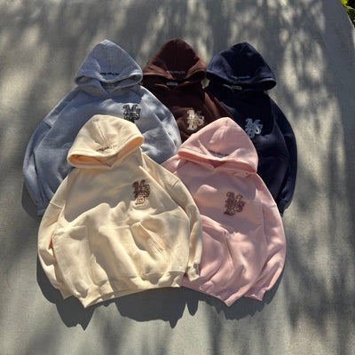 라인 스톤 아플리케 후드티 