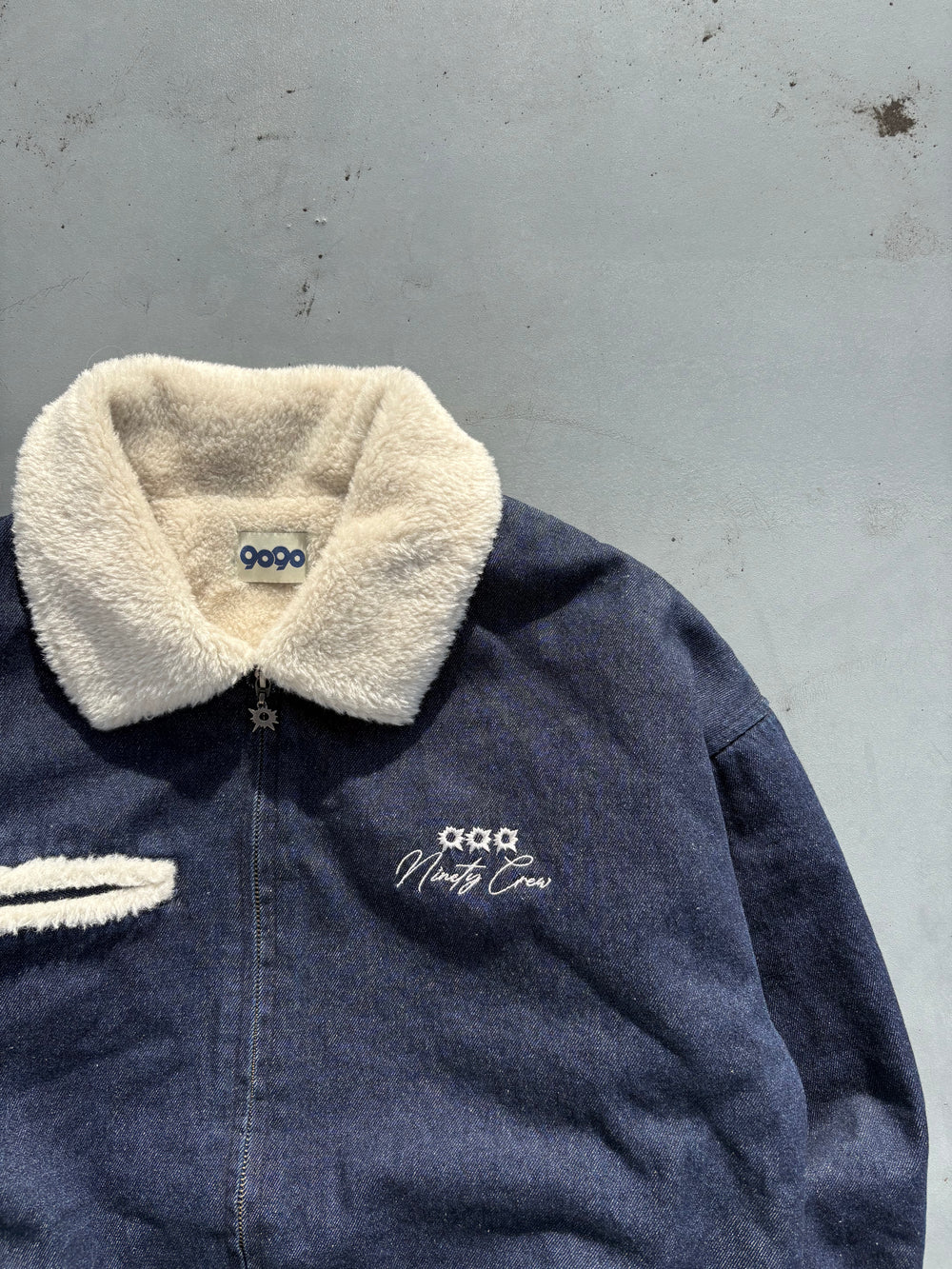 9090 Bullet Logo Boa Denim Jacket