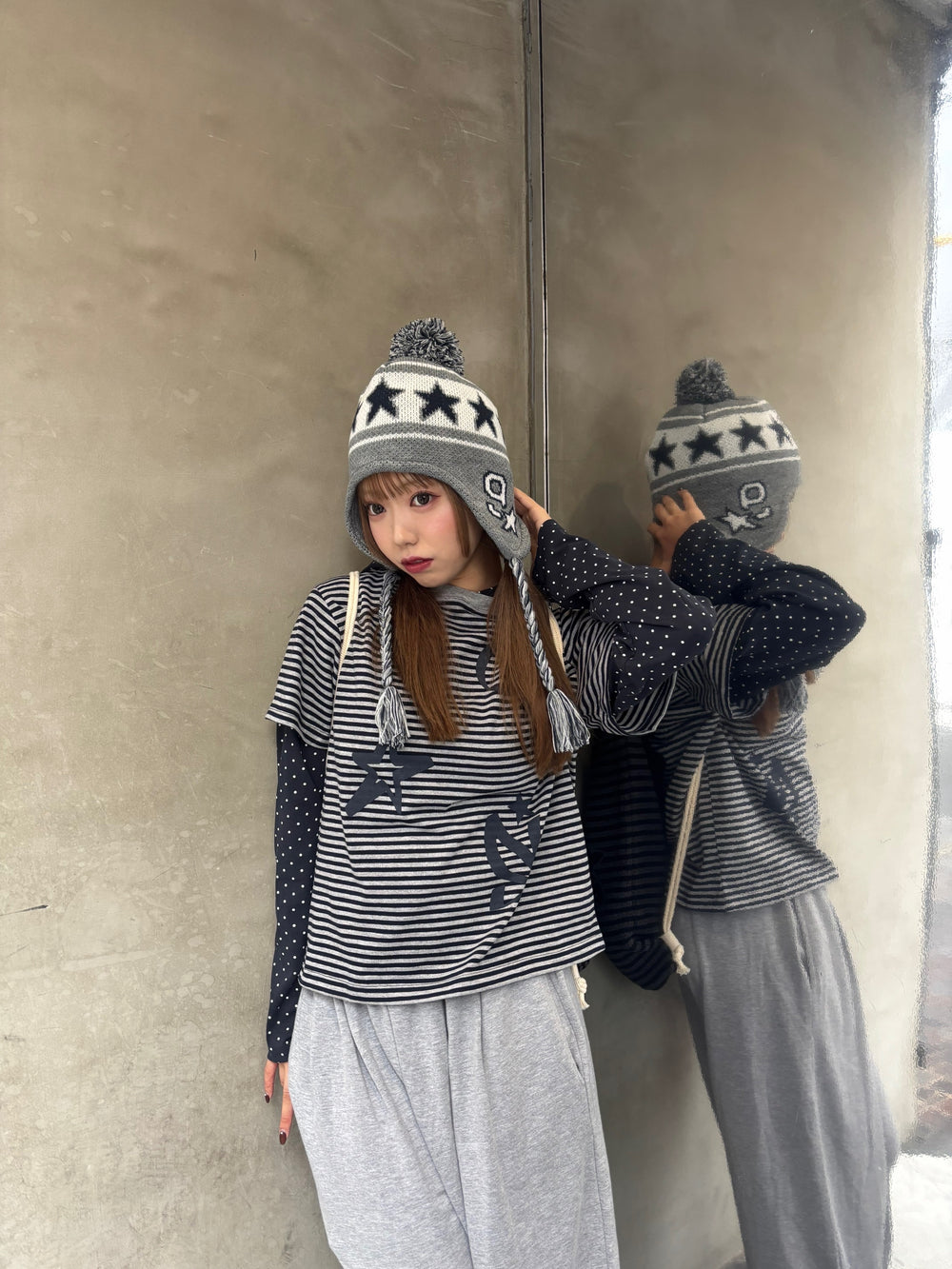 aeae EARFLAP BEANIE チャコール AEAE】EARFLAP BEANIE☆ #black aeae EARFLAP BEANIE チャコール