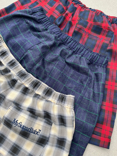 relaxed check shorts