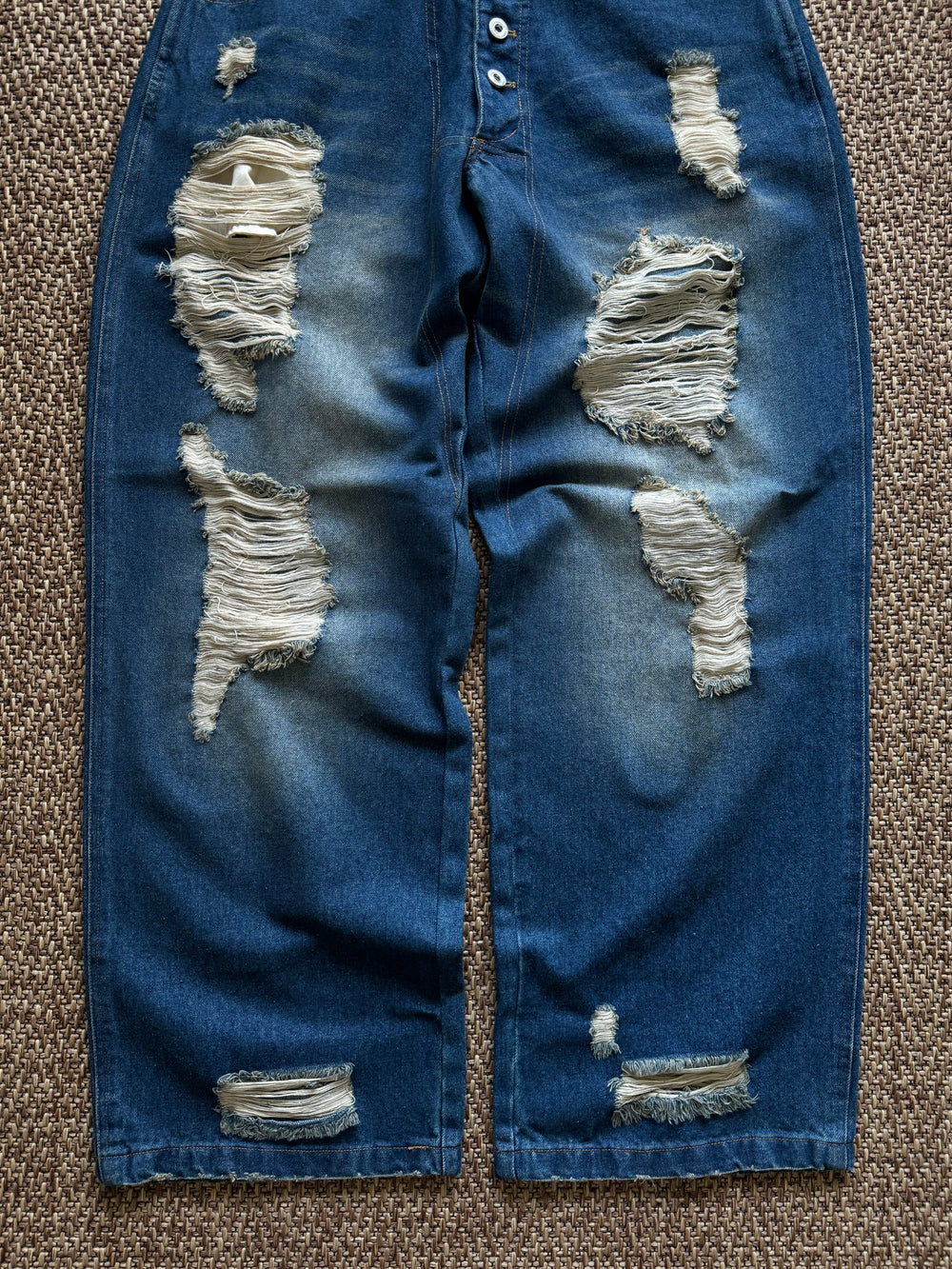 Distressed washed wide denim pants – YZ
