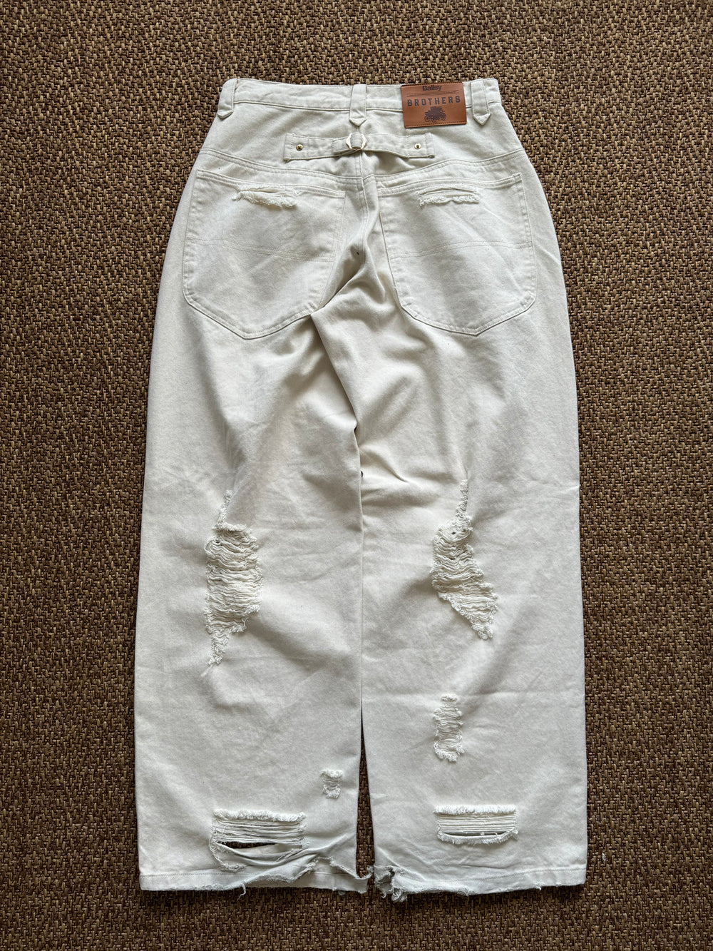 Distressed washed wide denim pants – YZ