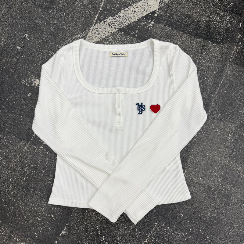 heart patch long sleeve T