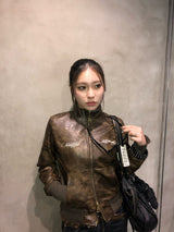 ×Ed Hardy 假皮夹克 