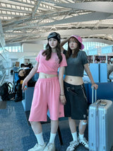 Edge embroidery pigment  half pants