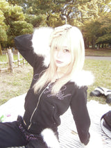 Ninety Girl Rhinestone Fur Zip Hoodie