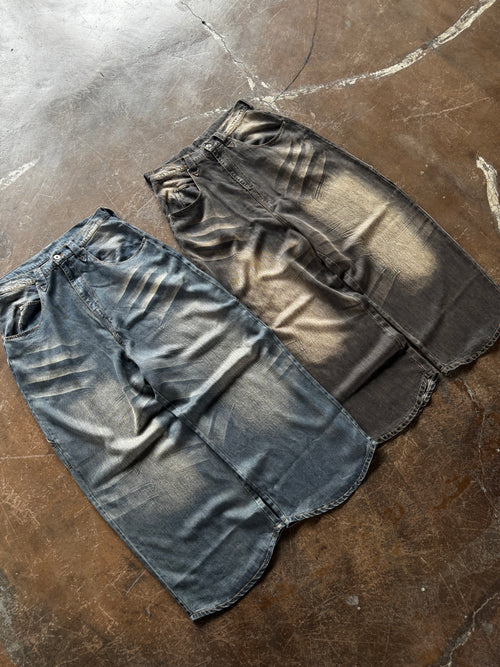 Overdyed wide baggy rayon summer denim