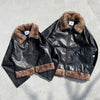 OE logo leather fakefar jacket