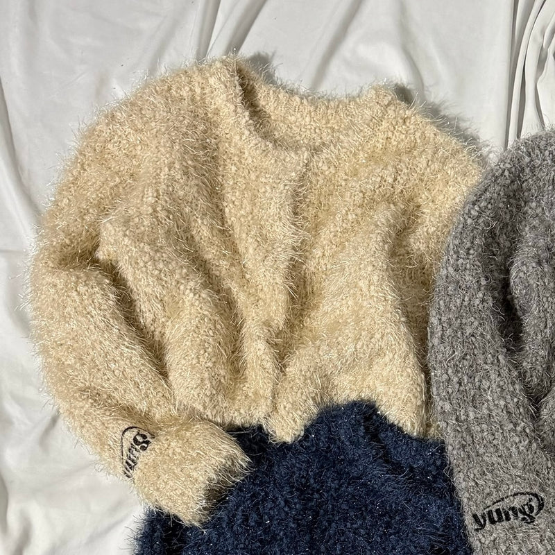 yung logo 2way lame cardigan