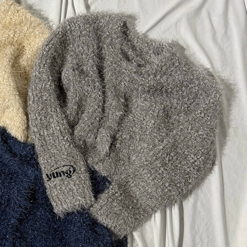 yung logo 2way lame cardigan