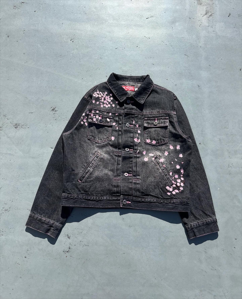 「大人気商品」9090 桜デニム　Mサイズ Sakura Embroidered Denim Jacket – YZ