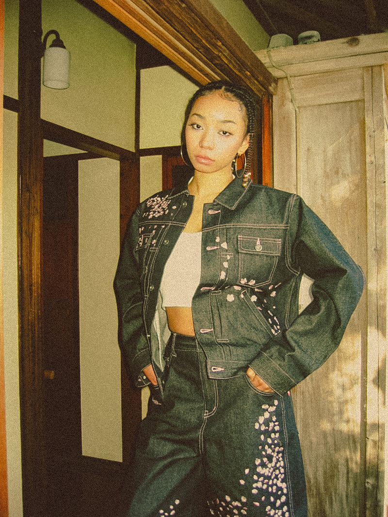 Sakura Embroidered Denim Jacket – YZ