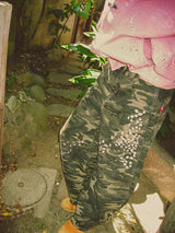 Sakura Embroidered Slub Denim Buggy Pants 