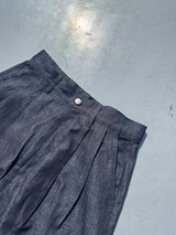 Wide tuck lame denim pants