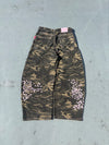 Sakura Embroidered Slub Denim Buggy Pants 