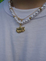 King Logo Perl Necklace
