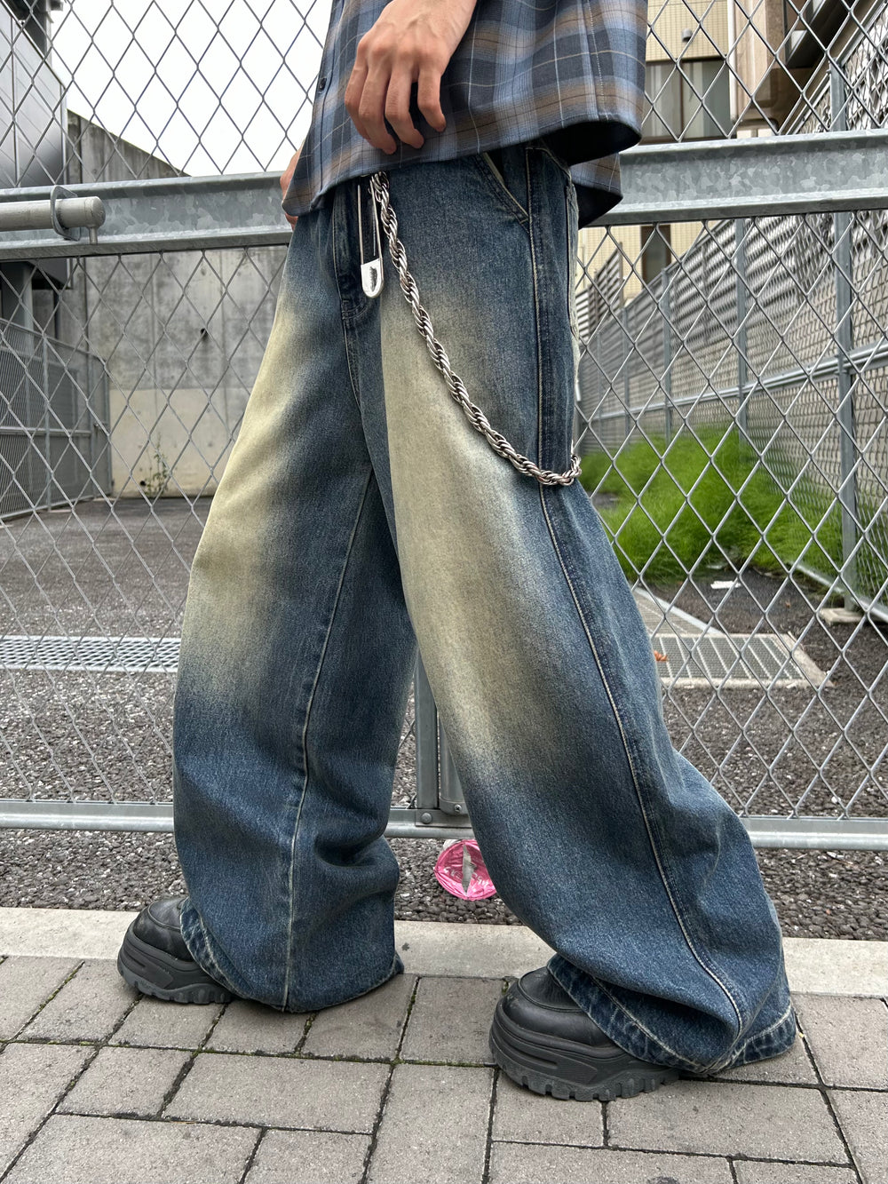 Genzai Chain Baggy Denim Pants – YZ Genzai Chain Baggy Denim Pants – YZ