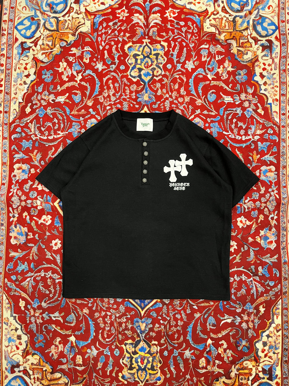 Double cross logo waffle henry S/S tee – YZ