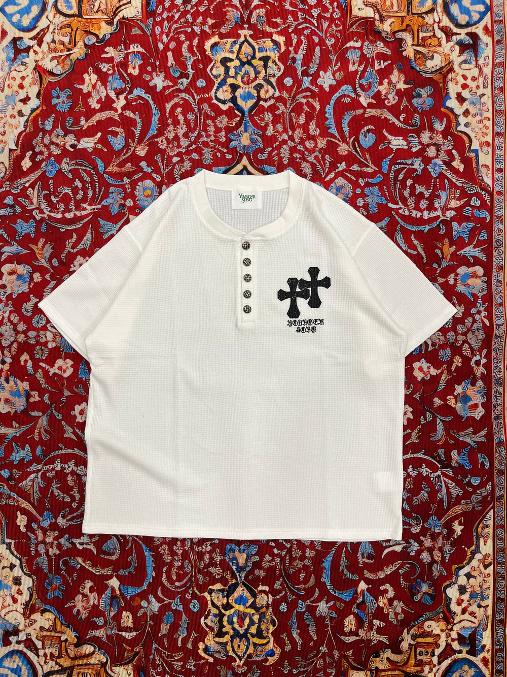 Double cross logo waffle henry S/S tee – YZ