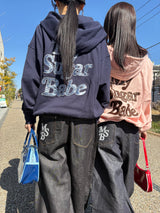 back logo appliqué zip hoodie