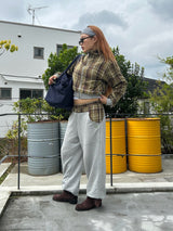 reversible check pattern zip stand