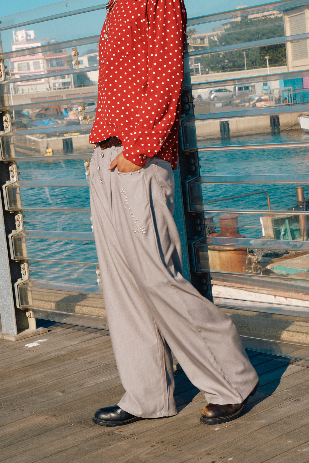 パンツ Badway Five pocket studs slacks Five pocket studs slacks – YZ