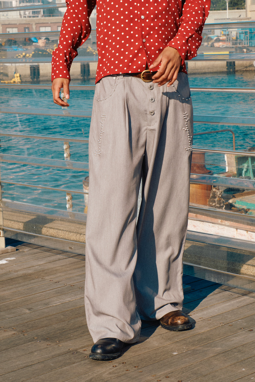 パンツ BADWAY Five pocket studs slacks Five pocket studs slacks – YZ